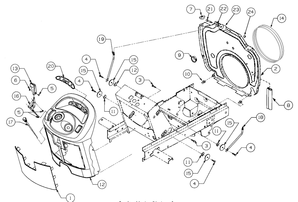 Bulkhead, Dash Panel And Engine Controls Diagram and Parts List for 2518-44 13A208L100-13B288L100 Cub Cadet Lawn Tractor